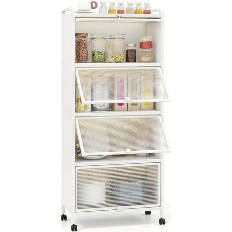 Scaffale da cucina con ante pieghevoli 60x32x154 cm bianco