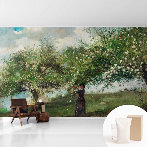 Tapete Vliestapete mit Kleber für Wohnzimmer Schlafzimmer Küche - Wanddekoration Frühlingsszene 416x254 cm (1/5)