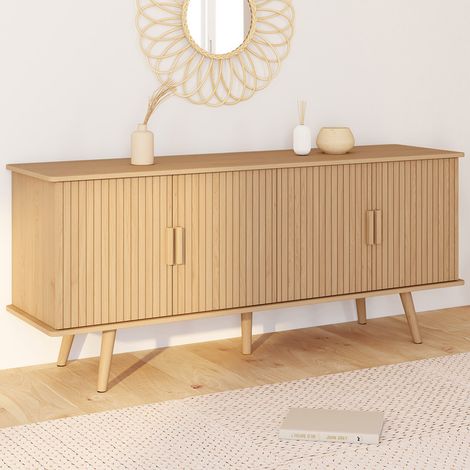 Buffet 140 cm JULIETTE 4 portes effet lattes