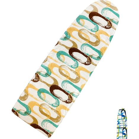 Copriasse da stiro universale, misura 140x47 cm, telo 100% cotone con elastico per aderenza perfetta all'asse, resistente fino a 200°, Made in Italy - Fantasia beige e marrone (1/5)