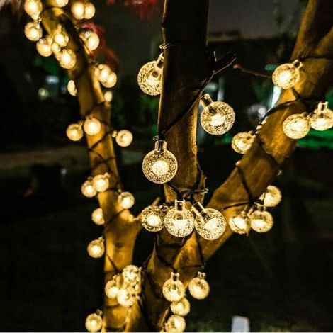 Guirlande lumineuse noel 12M Guirlande lumineuse solaire Petite Lanterne Extérieure étanche Chaine De Lumière Pendentif Jardin (1/4)