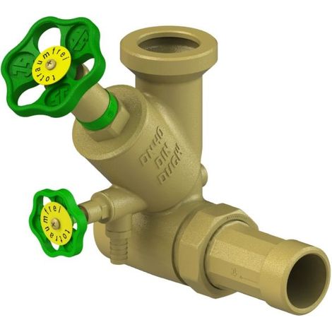 Schlösser Abzweig-T-Ventil KFR, Freistromventil mit nichtsteigender Spindel, DN 40, Eingang 1 1/2", oberer Ausgang 2 1/4"