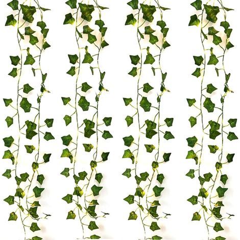Chaîne Lumières LED Plantes Artificielles Vert Feuille de Lierre, de Vigne pour La Maison Décor Mariage Lampe Bricolage Suspendu Jardin Cour D'éclairage, 2M 20 LEDs (4 Pcs Feuille d'érable) (1/5)