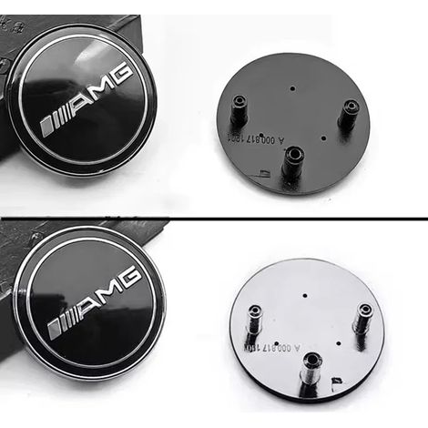 (AMG, base argentée 38 mm) - Emblème de calandre avant supérieur en ABS à 3 broches, compatible avec les Mercedes-Benz Classe E/S (logo étoile, blé et pommier). (1/5)