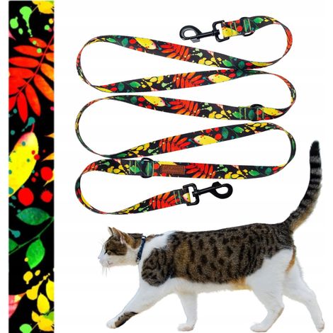 Laisse de promenade réglable jusqu'à 240 cm pour chat Ukora, COLORÉE (1/5)