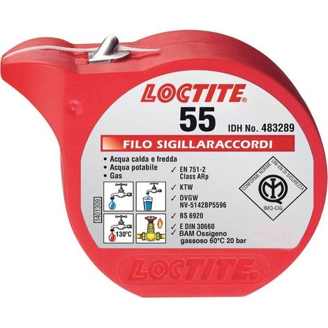 Loctite 55 sigillante per raccordi a filo blister da 12 metri.