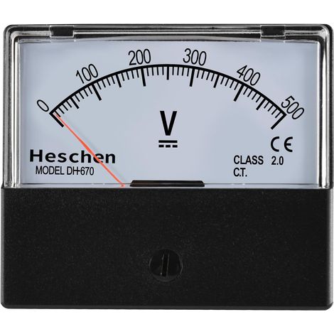 Panneau de voltmètre analogique rectangulaire, style tensiomètre 670, 0 à 500 V CC, classe 2.0 (1/5)
