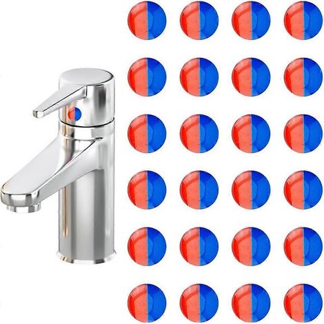 24 autocollants pour robinet d'eau chaude et froide, en résine époxy, pour salle de bain (1/5)