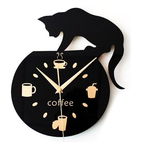 Horloge murale style dessin animé avec visuel de chat qui grimpe-Fei Yu (1/3)