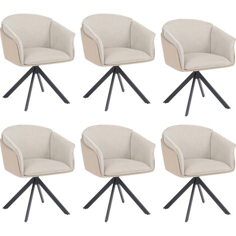 6er-Set Esszimmerstuhl HHG-893, Küchenstuhl, drehbar Metall Kunstleder Stoff/Textil Cord beige (1/5)