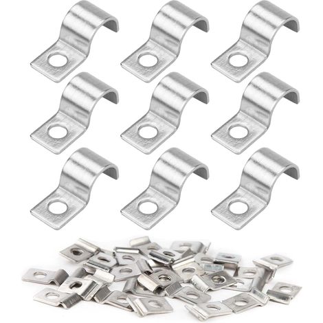 50 Pièces Collier de Serrage en U, Collier de Serrage Inox, Collier Serrage Inox, Collier de Serrage Métallique, Collier Durite, U-Tube Pince Anneau Fixation Tuyau, Collier de Fixation Ø 10mm (1/5)