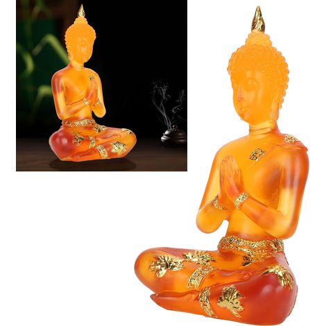 Statue de Bouddha Assis Transparente en Résine, Décoration Feng Shui pour Maison et Bureau (1/5)