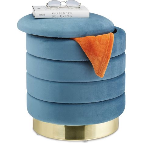 Samthocker mit stauraum petroleum 8831