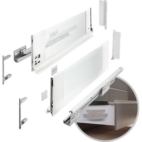 GTV - Sistema di cassetti AXIS PRO Cassetto con lati in vetro Cassetto Sistema cassetto Altezza: 167 mm Lunghezza: 550 mm Bianco con vetro lattiginoso (1/5)