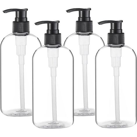 Set mit 4 leeren 500-ml-Pumpflaschen aus Kunststoff 16 oz tragbar transparent zylindrisch BPA-frei für Shampoo und Lotion Nachhaltige Flaschen (1/5)