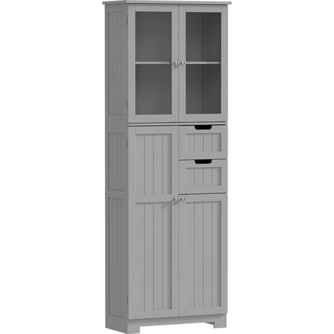Meuble de salle de bain haut - 60x30x170 cm, gris - Meuble de rangement vertical - Pour toilettes buanderie chambre - Design moderne pratique - Gain de place (1/5)