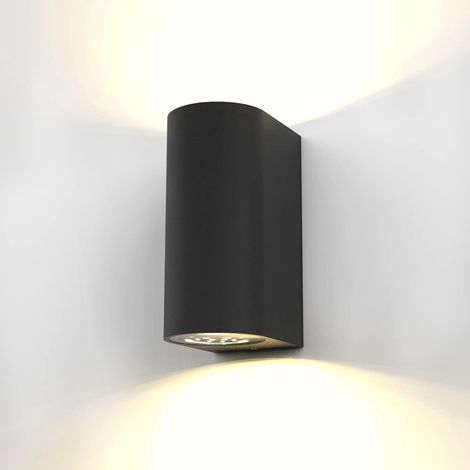 Luminaire mural LED Noir Moderne Intérieur Extérieur, Spot mural GU10, 2 Spots 400lm Chaque, Éclairage Jardin Terrasse Garage, IP44, 2x5W (1/5)