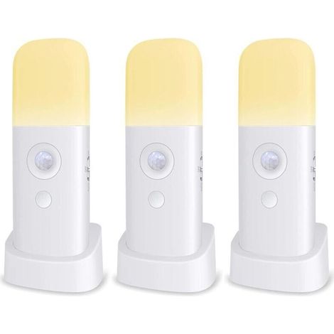 Veilleuse Enfant. Lampe Détecteur de Mouvement. Luminosité Ajustable.Portable. Rechargeable. pour chambre à coucher. chambre d'enfant. et salon (3-PACK) (1/4)