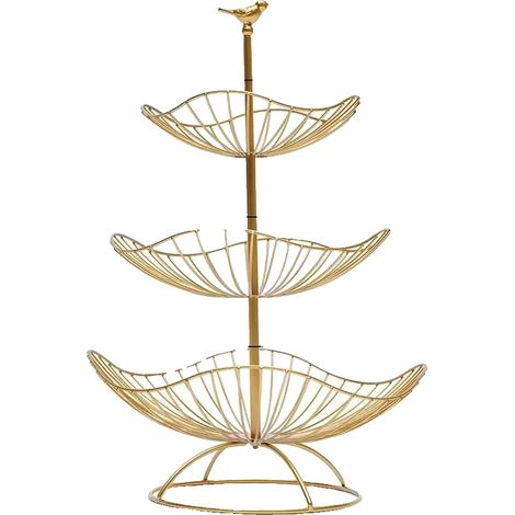 Obstkorb, dreistufiges Design, langlebige Metallkonstruktion, Gold (1/2)