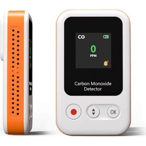 Tragbarer Kohlenmonoxidmelder, Mini-Akkugerät, 15 Tage Akkulaufzeit, Trageschlaufe für Reisen und Camping, akustischer und optischer Alarm, 0–1000 ppm – Weiß (1/4)
