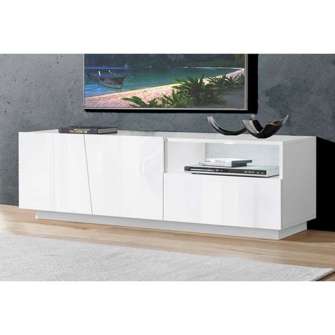 Mobile Porta TV Bianco Madia con 2 Ante 150 cm Bassa per Soggiorno (1/6)