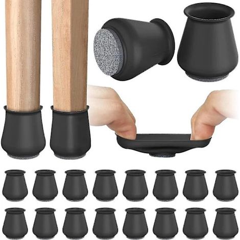 16 protège-pieds de chaise pour sols, embouts en silicone antidérapants avec base en feutre pour protéger vos sols et meubles. (1/5)