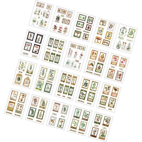 Lot de 20 autocollants vintage imperméables et résistants aux couleurs, parfaits pour le scrapbooking, les gourdes, les ordinateurs portables et autres objets décoratifs (style forêt). (1/5)