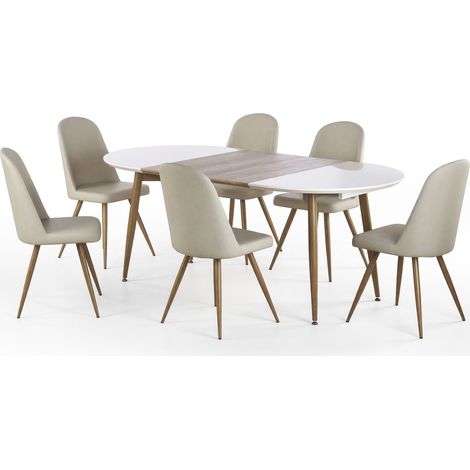 Conjunto de mesas y sillas para comedor Houston Humus , 75x100x120cm, Diámetro: 0, Número de asientos: 6, Estilo: Moderno