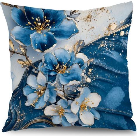 Taie d'oreiller fleurs printemps été,décoration salon chambre,45×45cm (1/5)