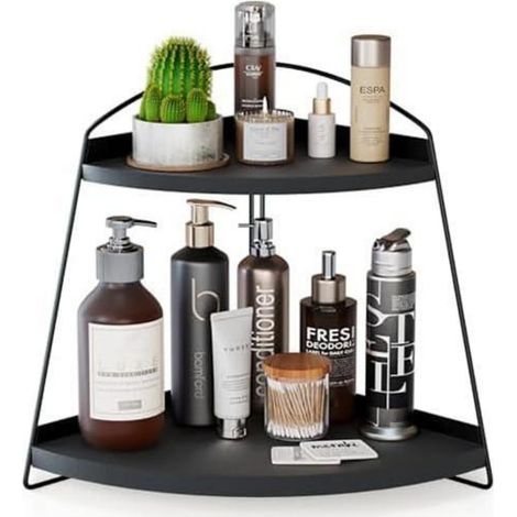 Organizer 2 Etagen Eck Küchenregal Badezimmer Kosmetik Schwarz 1 (1/5)