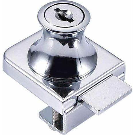 JOORRT Glastürschloss, verchromtes Stahlschloss, Glastürschloss, Vitrinenschloss für 5–8 mm Glastüren mit 2 Schlüsseln (1/4)