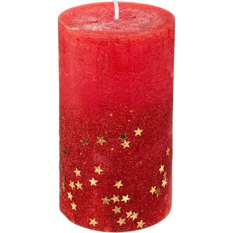 Zylinderkerze Glitter 7x12cm rot - Atmosphera créateur d'intérieur (1/4)