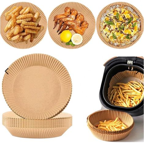 Lot de 100 feuilles de papier sulfurisé jetables pour friteuses à air, 15 cm, pour une cuisson et une pâtisserie plus faciles et un nettoyage simplifié.-AquaForge (1/5)