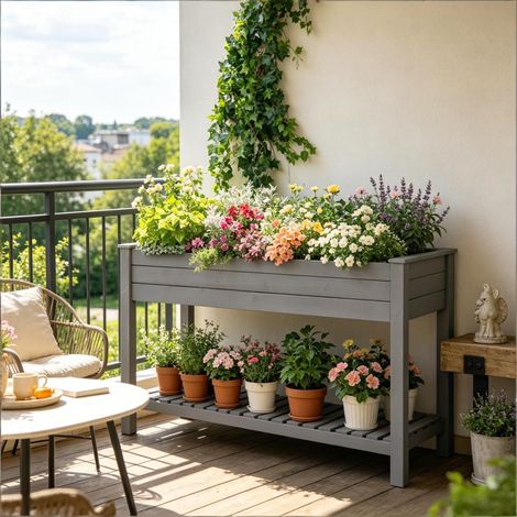 Jardinière surélevée en bois de 122 cm (48 po), gris foncé (1/5)