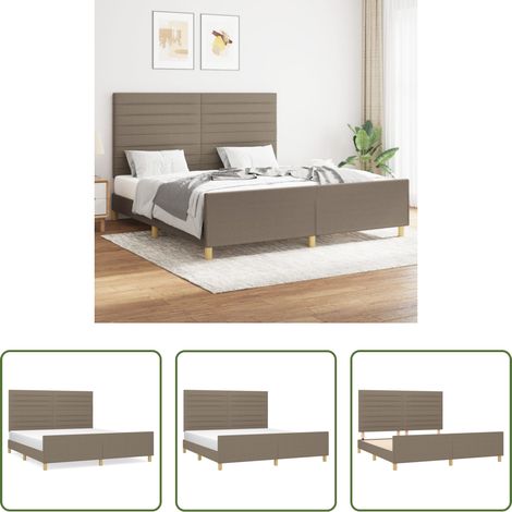 Kopfteil - Bettgestell ohne Matratze Taupe 160x200 cm Stoff (1/5)