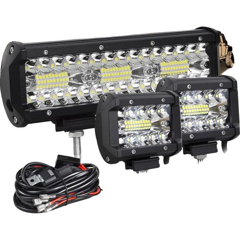 Barra de luz LED, haz combinado, diseño impermeable, cable de 9 pulgadas y 180 W. (1/2)