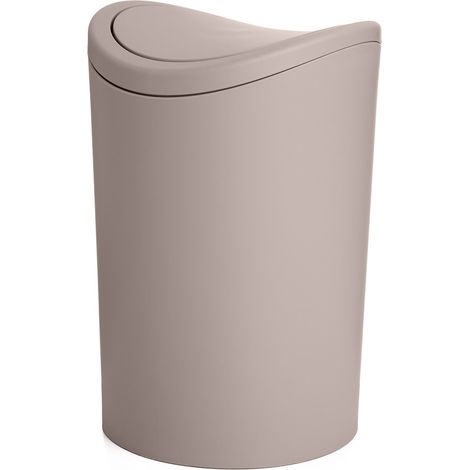 Pattumiera bagno in polipropilene tortora 6 Lt con coperchio basculante