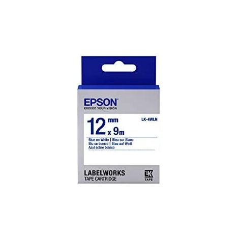 Epson Label Cartridge Standard LK-4WLN Blue/White 12mm (9m) Etiketten erstellendes Band Blau auf weiss (1/2)