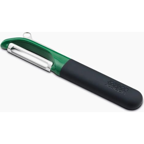 Pelador recto verde oscuro Joseph Joseph Multi-Peel Pelador de acero inoxidable con diseño ergonómico, ideal para frutas y verduras, fácil de usar, color verde oscuro (1/3)