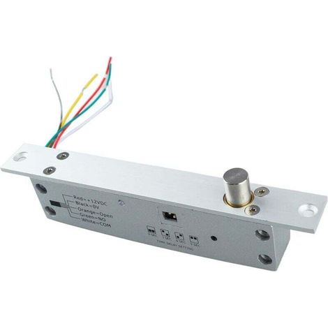 Serrure à pêne électrique Focket DC12 V, 5 lignes avec 4 temporisations, serrure de porte étroite à pêne électrique, sécurité intégrée (verrouillage hors tension) (1/4)