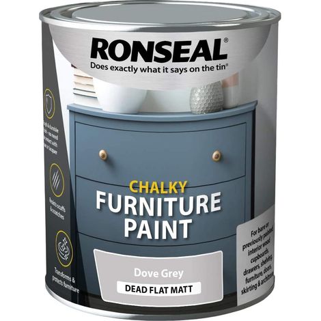 Ronseal One Coat Chalky Furniture Paint - 750ml in Dove Grey (1/3)