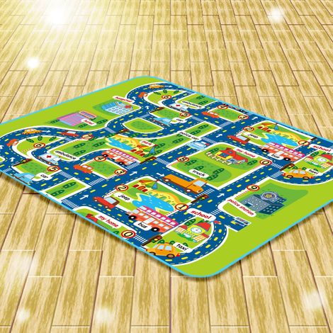 Tappetino per bambini (mappa del traffico urbano), 1,6 m × 1,3 m × 0,3 cm, cotone PE