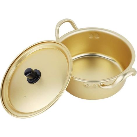 Casserole en aluminium jaune pour nouilles ramen et pâtes instantanées outil de cuisine pour préparer les soupes asiatiques (1/5)