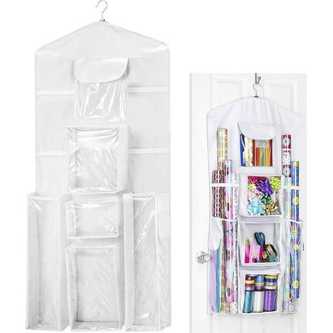 Organizador navideño – Doble cara – 10 bolsillos – 40 × 5,51 pulgadas – Puertas para regalos/traseras (1/5)