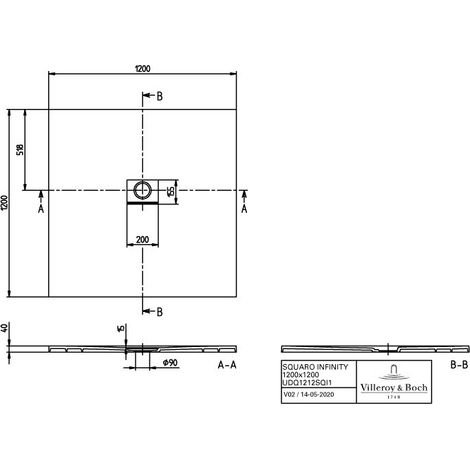 Villeroy & Boch UDQ1212SQI1MVAL DW Squaro Infinity 1200x1000x40 mm