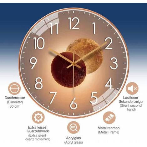 Horloge Murale - 30 Cm - Mouvement Silencieux Sans Tictac - Pour Salon Chambre Cuisine - 1 Piece (1/5)