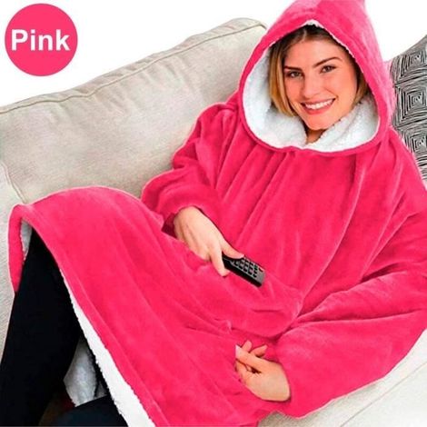 Ultra Plush Couverture Sweat à Capuche Flannel Hoodie Couverture Chaude Douce Sweat Pull Manches Velvet Épaisse Plaid Couverture (1/3)