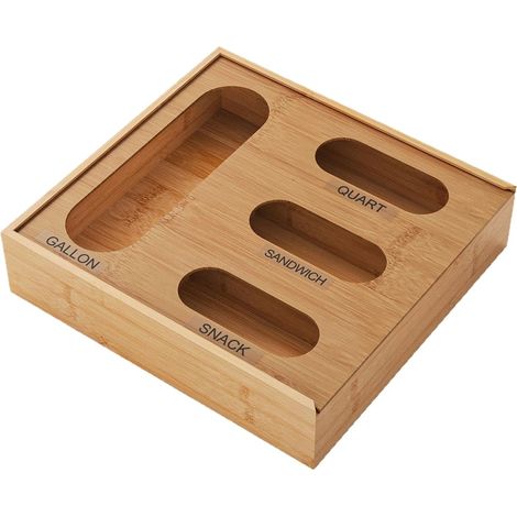 Rangement de sacs pour tiroir, support cuisine 4 en 1, organiseur tiroirs et sacs, congélation, sandwichs, collations, garde-manger, salle bain - (1/5)