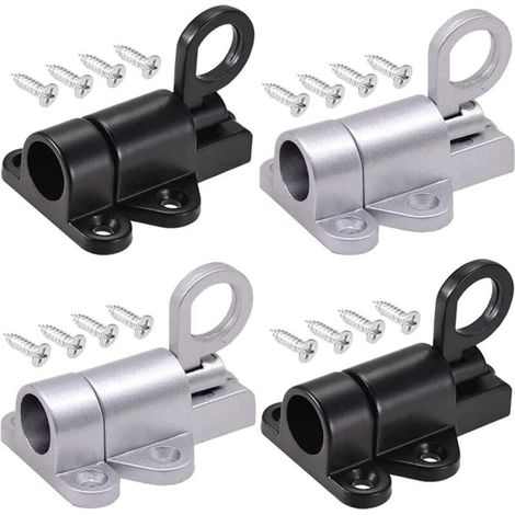 Pièces Automatique Verrou de Porte, Boulon Porte Loquet, Loquet de Porte, Ressort Bounce Verrou, avec 16 Vis, pour Fenêtres, Portes en Bois, Portes de Placard (Noir et Argent)