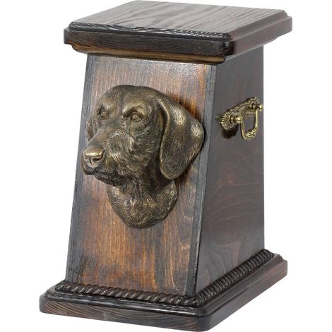 Bassotto a pelo duro I - un'urna per le ceneri del cane, un'urna elegante con una statuetta, un'urna commemorativa con un busto di cane di Art-Dog (1/5)
